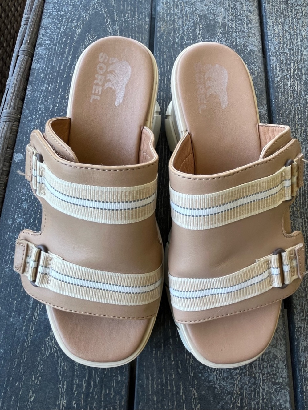 SOREL Nude/Tan Slide Sandals with Straps Size 6